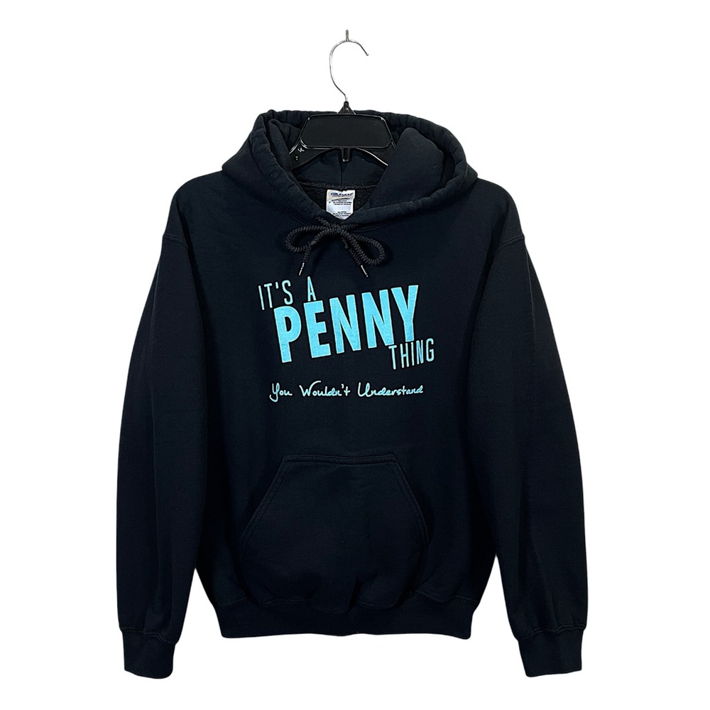 Gildan Black Hoodie with Blue Graphic